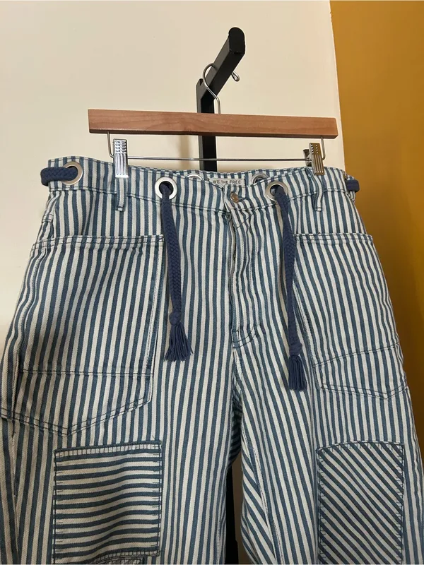 We The Free Moxie Pull-On Barrel Jeans Railroad Stripe Low Slung‎ Baggy Size 31 - Image 4