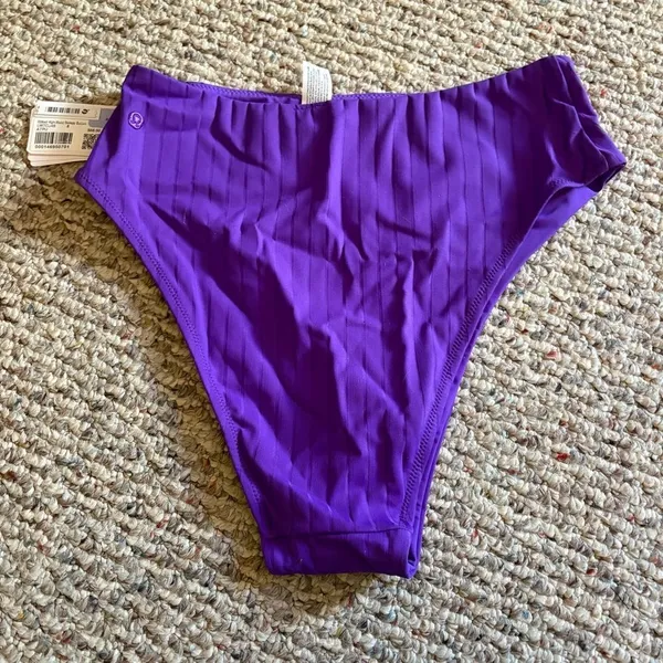 NWT Lululemon Ribbed High-Waist Skimpy-Fit Swim Bottom Atomic Purple- Size 8 - Image 9