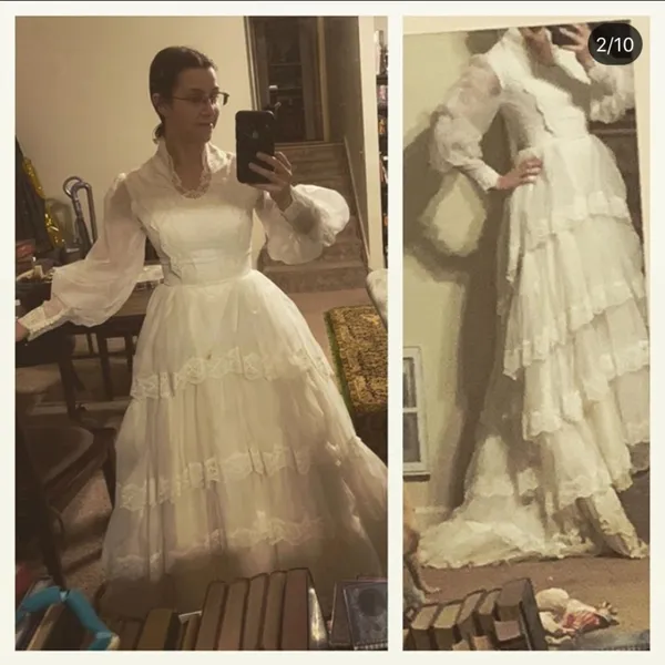 70s Prairie wedding dress White - Image 10