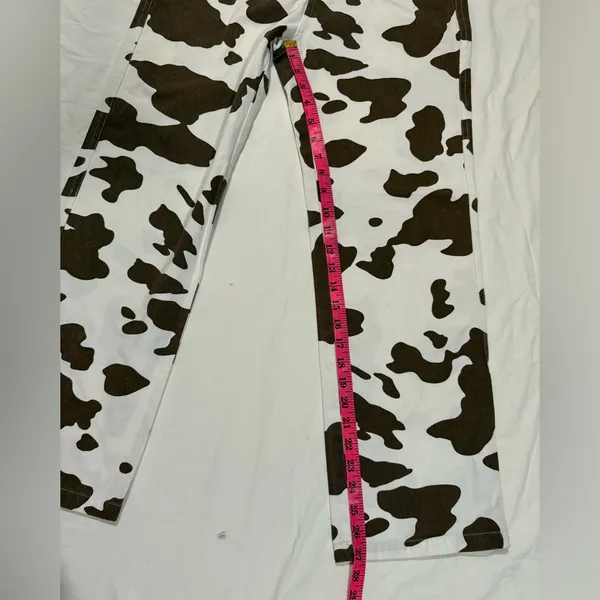 Princess Polly Be Wild Pants White and Brown Cow Print Size 2 - Image 13