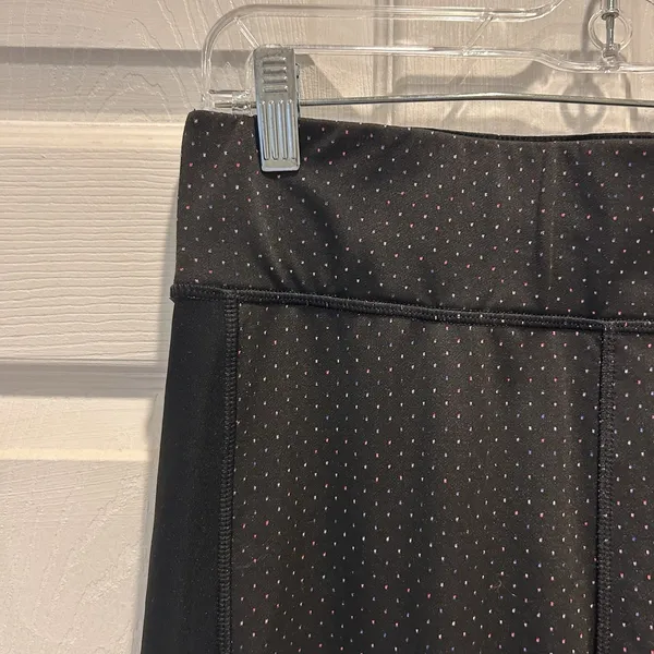 PBX Pro Black‎ And Rainbow Polka Dot Cropped Workout Leggings Women's Size Large - Image 3