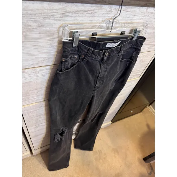 Abercrombie & Fitch 90s Straight Ultra High Rise Distressed Black Jeans 27 4R - Image 3