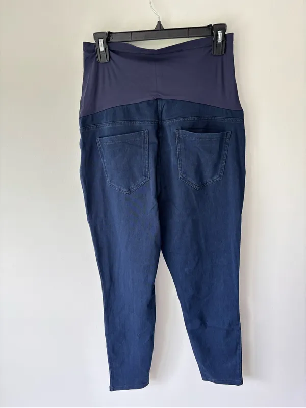 Halara Maternity Blue Stretchy Jean Jeggings Over Belly Panel - Image 7