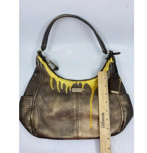 Cole Haan Leather Crossbody Brown Gold Customized - Image 7