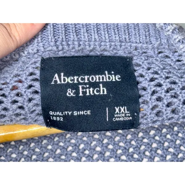 Abercrombie & Fitch Blue Open Knit Oversized Short Sleeve Sweater Top Sz XXL 2XL - Image 4