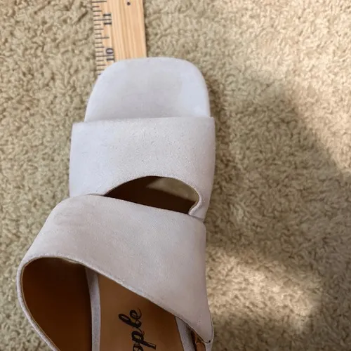 Free People Love‎ is Everywhere suede leather ivory block heel sandals 37.5 cre - Image 12