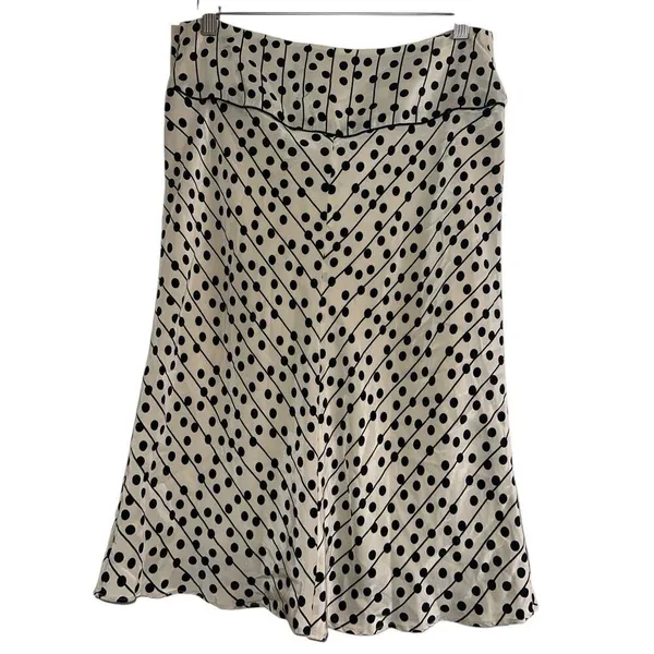 ✨Studio M 100% Silk Cream/Black Sz Medium Skirt✨ - Image 6