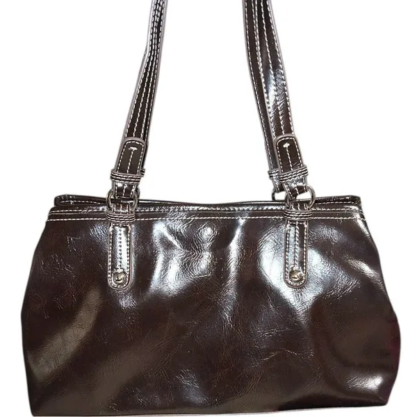 Nine & Co. Brown Leather Shoulder Bag with Silver Accents - Image 3