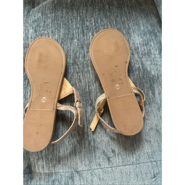 DB Studio (David’s Bridal) Strap Flat Gold Gem Sandal Size 9 Tan - Image 3