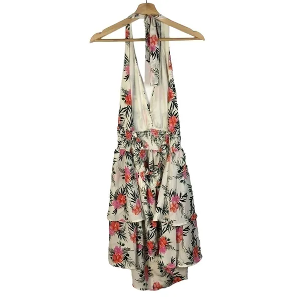Madden Girl NYC White & Pink Floral Tiered Halter Mini Dress XL - Image 2