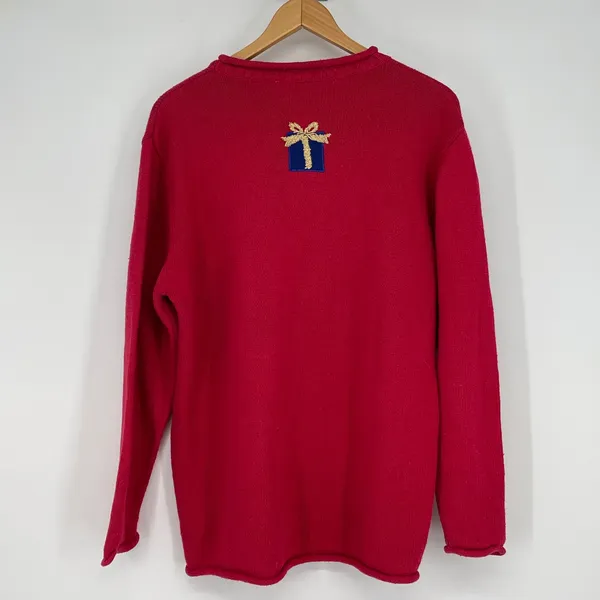 Cherokee Red Teddy Bear Christmas‎ Holiday Present Sweater Womens XL Uique - Image 2