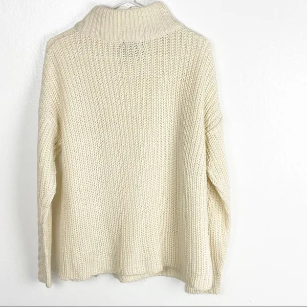 POOF New York Ivory Knit Mock Neck Long Sleeves Sweater Size Large Neutral Cozy - Image 2