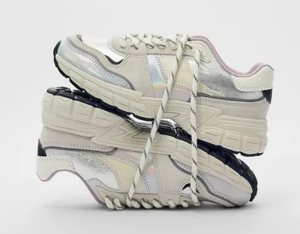Zara iridescent piece sneaker silver (Size 5) New with tag - Image 4
