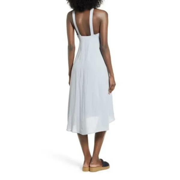 ASTR The Label S Midi Dress Light Blue Tie Front Button Down ALD42178 Summer - Image 3