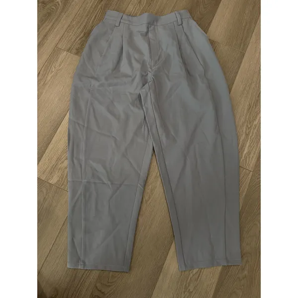 Halara Barrel Leg Work Pants Casual Pleated Pull On Weathervane Gray M - Image 4