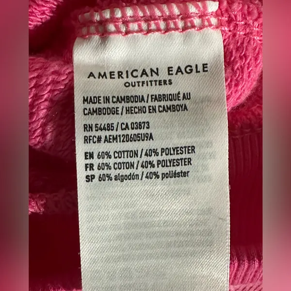 American Eagle Womens Hoodie This Feels Seriously Lived In Zip Up Pink Small NWT - Image 9