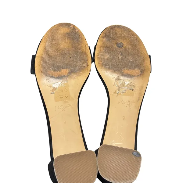 J.Crew Black Suede Leather Block Heel Ankle Strap Sandals Womens Size 9 - Image 8