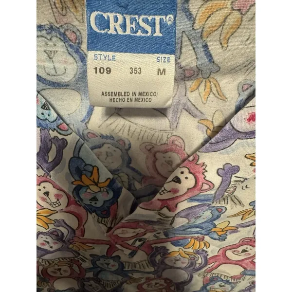 Women's Crest Scrub Top Size Medium Monkey In Skirts short sleeve Nurse Medical - Image 5