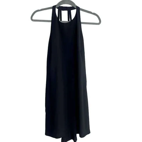 Zara Lightweight Sleeveless Shift Mini Dress Halter Snap Neck Strap Back M Black - Image 11