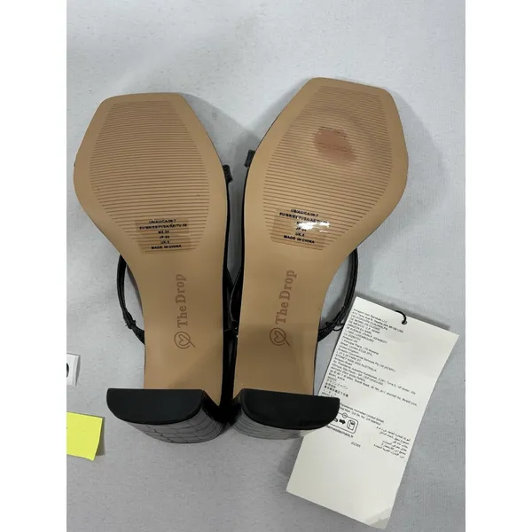 Womans NWT The Drop Slip On Mules 7 Black Square Toe Heel - Image 6