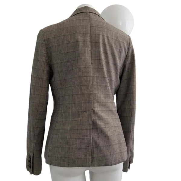 GAP Vintage 90s Wool Blazer Academia Brown Check Y2K - Image 7