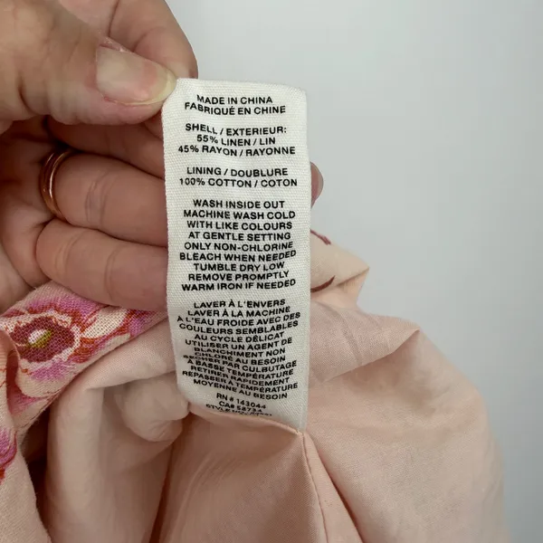 Avec Les Filles‎ Rococo Floral Linen Puff Sleeve Midi Dress Pink Size 2 - Image 5