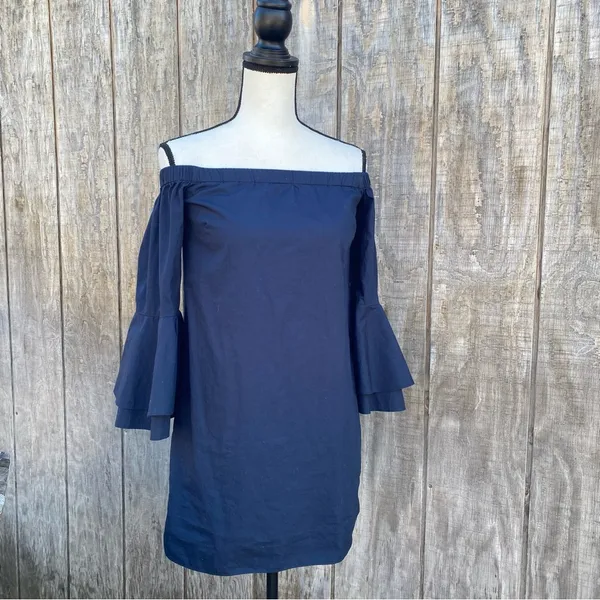 Amanda Uprichard Arabelle Dress with Off-the-Shoulder Bell-Sleeve Navy blue - Image 4