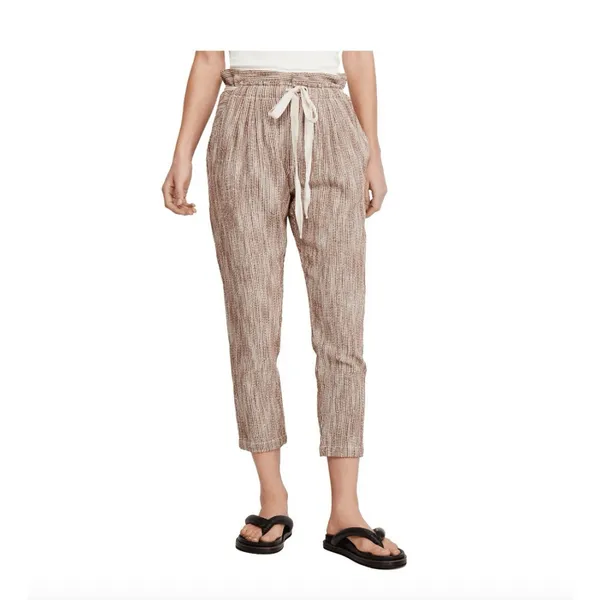 Free People “Light At Sunrise” Pants Women’s Size 8‎ Brown White Tapered Cotton - Image 4