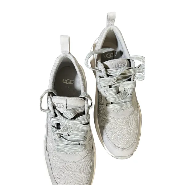 UGG Women's Sneakers Gray Size 8 Quilted Suede Lace Up Comfort Casual - Image 4