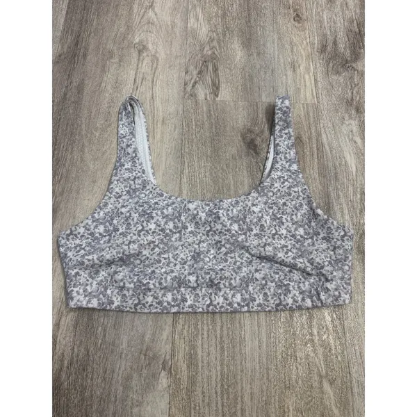 Vuori Women Purple White Floral Leopard Print Daily Sports Bra Size Large - Image 2