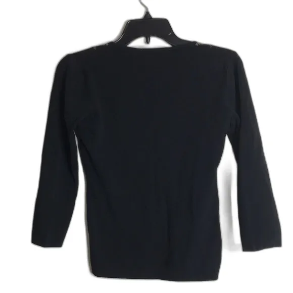 Vtg JAC black embroidered stretch‎ top size small bobo fall - Image 9