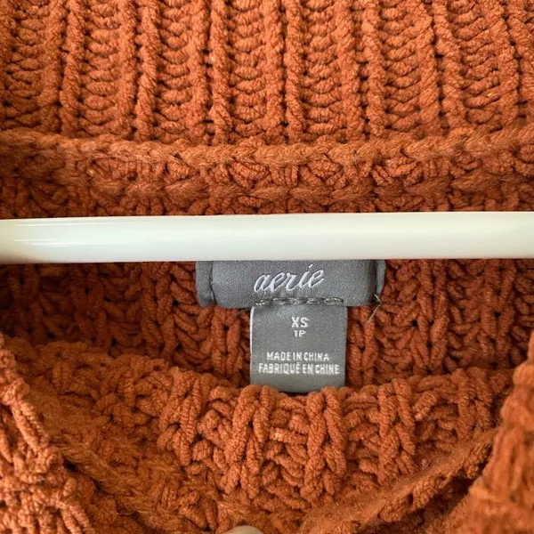 Aerie Relaxed‎ Shabby Slouchy Moody Earth Colors Chunky Knit Sweater XS Orange - Image 4