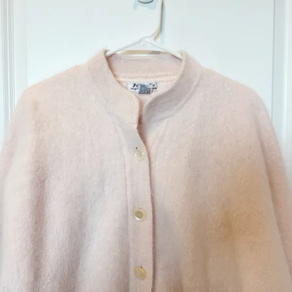 Vintage‎ Venesha Pink Angora Cardigan Sweater Large Button Front Fuzzy Coquette - Image 2