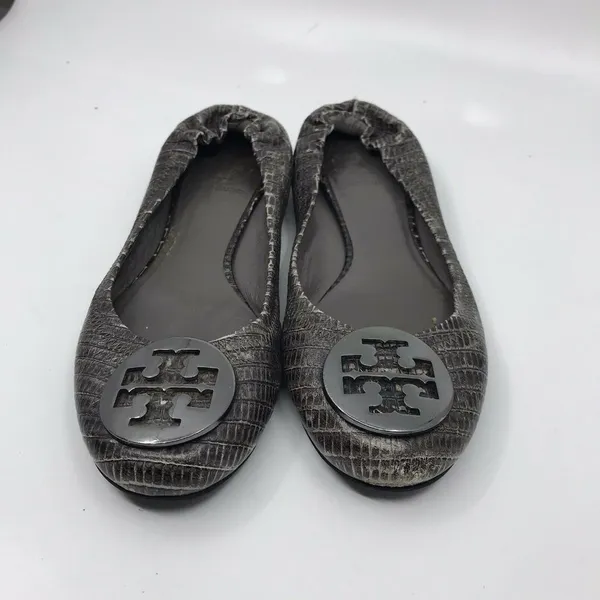 TORY BURCH Pewter Ballerina Flats size 6 - Image 5