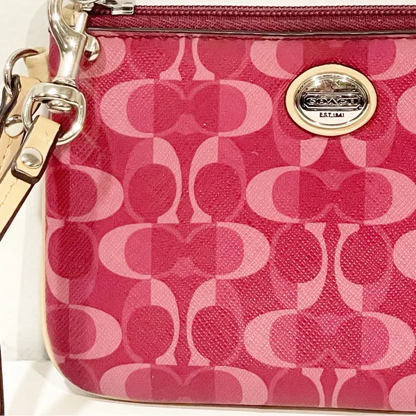 Coach‎ Signature Wallet Wristlet Clutch 6x4 Zip Pouch Small Bag Coated Canvas - Image 2