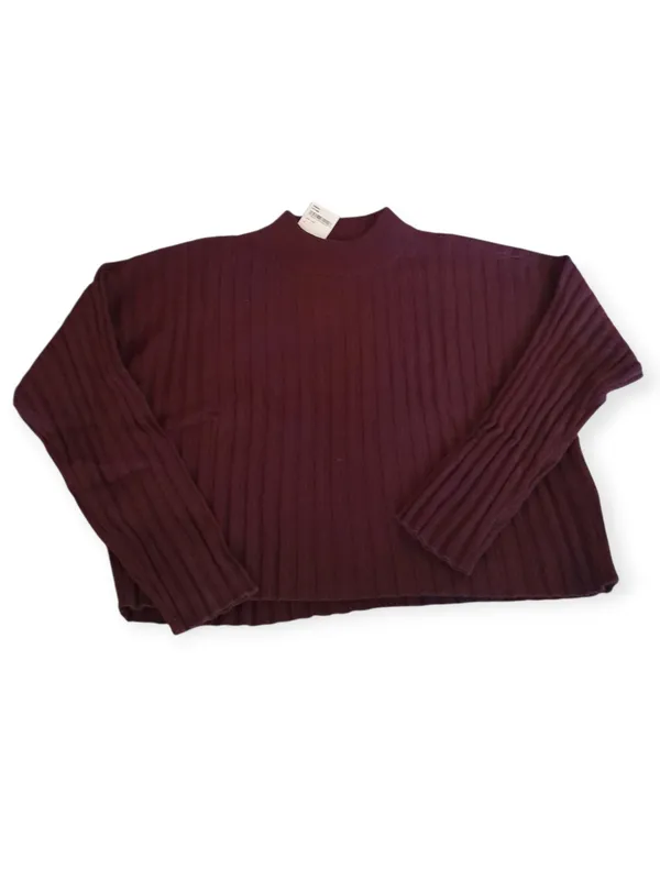 Madewell Cropped Ribbed Mockneck Sweater Plum XL NWT - Image 2