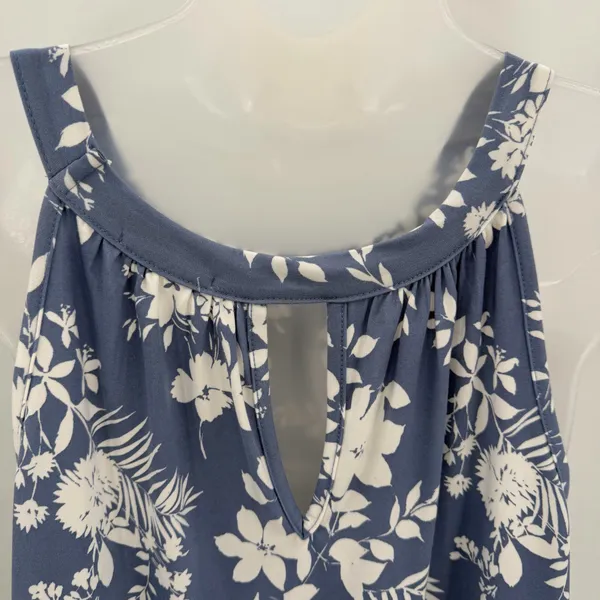 Loveappella Top Womens 1X Blue Ivory Floral Halter Tank Keyhole Back NWT READ - Image 4