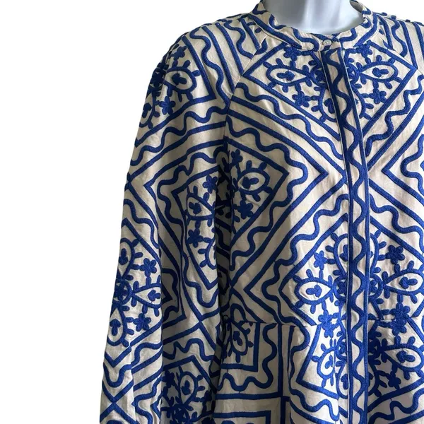 Sézane NWT Alizia Dress Sz 38 Linen Cotton Blend Texuted Embroidered - Image 11