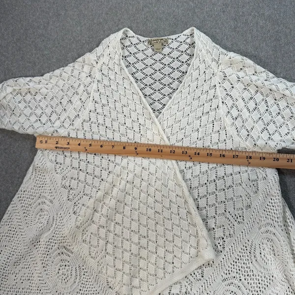 Energe World Wear Crochet Cardigan Duster White Women's Medium Tassel Trim Boho - Image 4