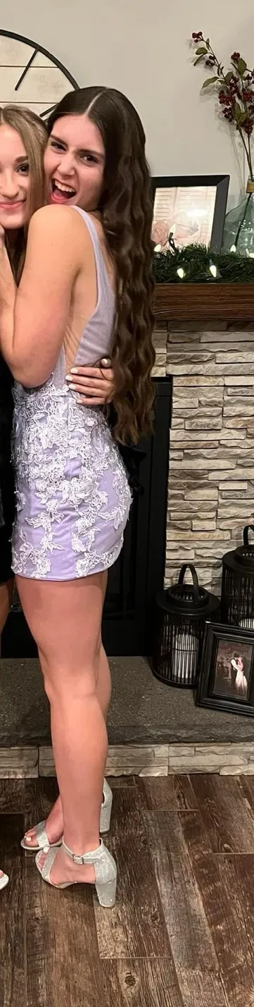 Purple Floral Homecoming Dress - Image 3
