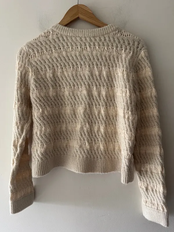 Marled Cream Knit Cardigan‎ Button Front Sweater - Image 3