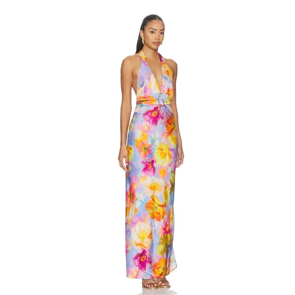 Show Me Your Mumu Chelsea Maxi Dress Brushed Blooms Abstract Print Size Small - Image 4