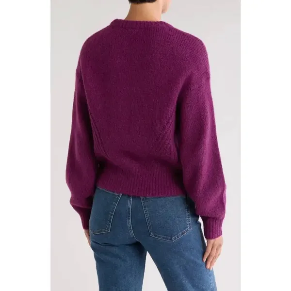 Madewell Wool-Blend Wedge Sweater Mulled Wine Sz SM Cozy Cabin - Image 2