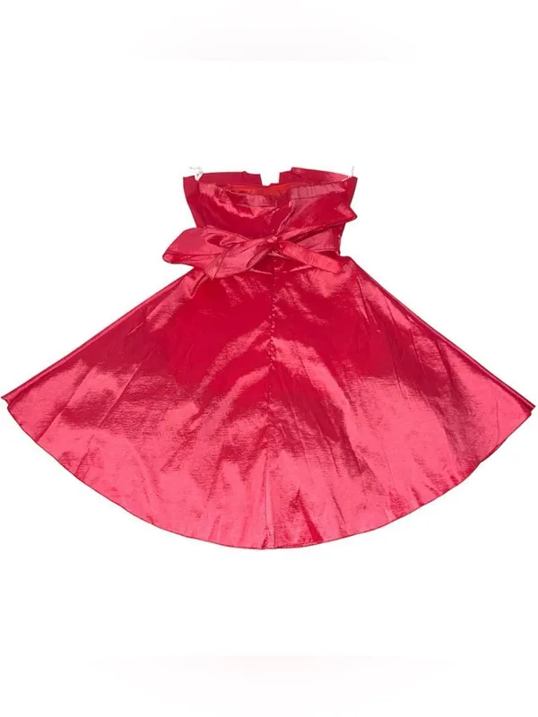 strapless Red satiny party dress. - Image 2