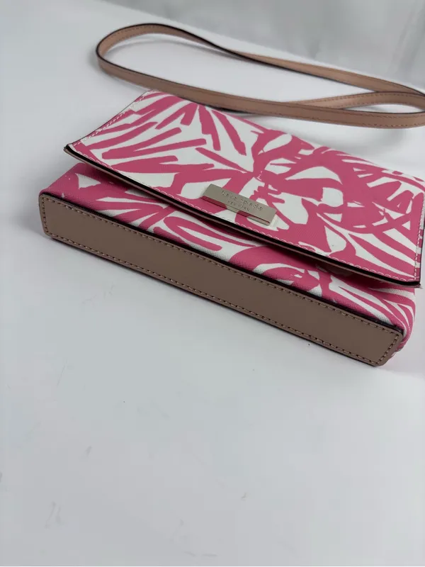 Kate Spade New York Crossbody Bag Pink White Palm Leaf Print - Image 4