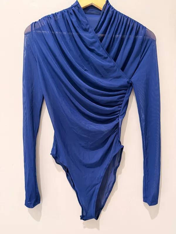Mesh Bodysuit Minimalist Layering Cocktail Evening Elegant Romantic Sleek Chic - Image 4