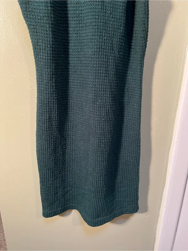 Women’s Size Medium Sleeveless Bodycon Mini Dress Dark Green High Neck Keyhole - Image 7
