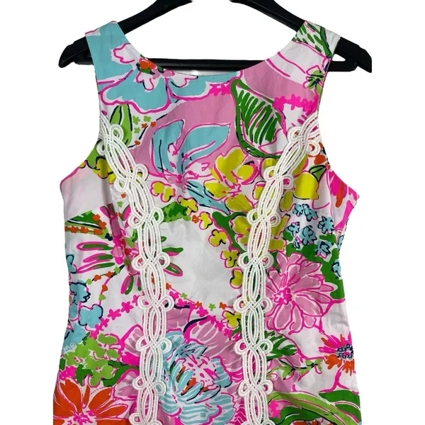 Lilly Pulitzer X Target Nosey Posie 4 Dress Bright Floral Pink Green Shift - Image 2