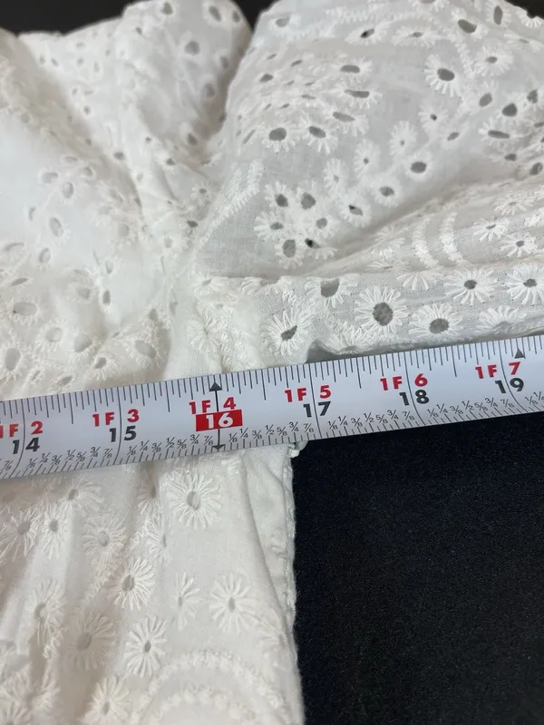 CIEN White Eyelet Button Babydoll Mini Dress M V-Neck Long Sleeve Cottagecore - Image 12