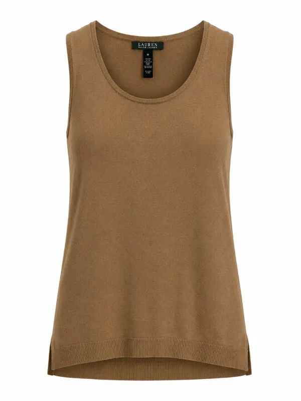 Lauren Ralph Lauren Tan Cotton Knit Sweater Tank Top M - Image 2